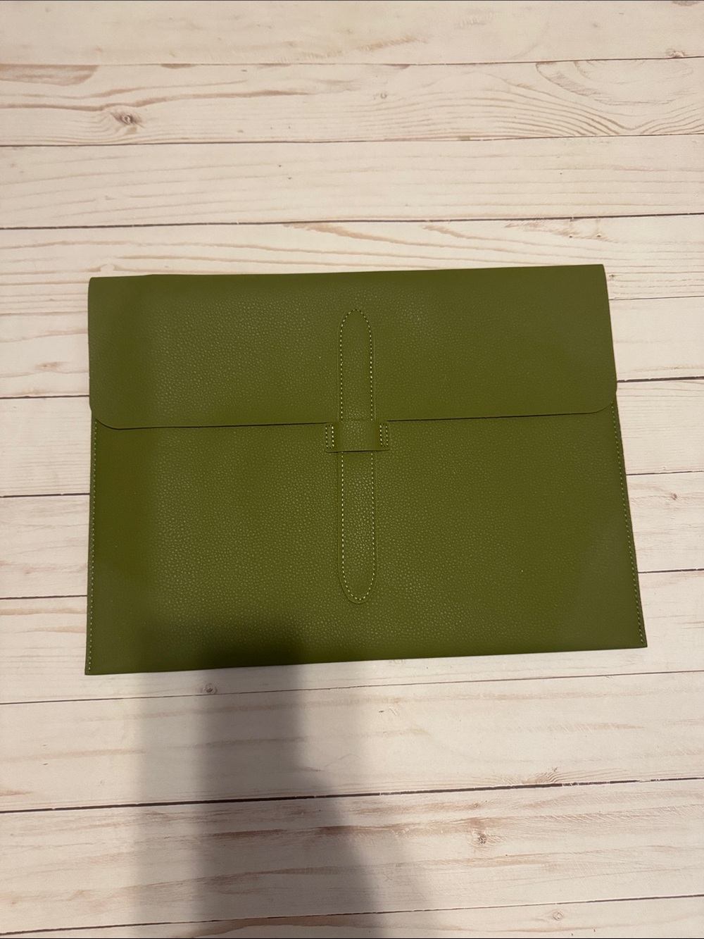 Olive Green Leather Document Sleeve